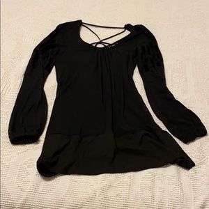 MARLIES DEKKERS top; long sleeved with cross strap detail